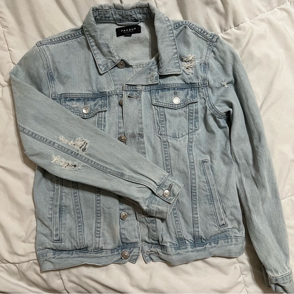 Pacsun Distressed Light Wash Denim Jacket
